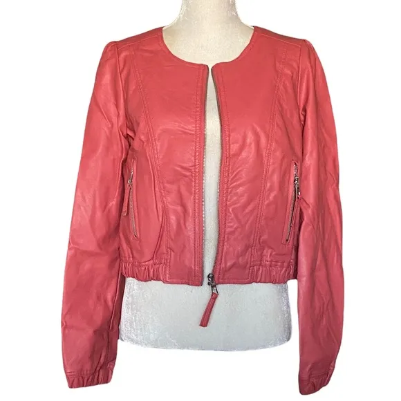 Therapy USA Coral Vegan Leather Jacket sz L‎