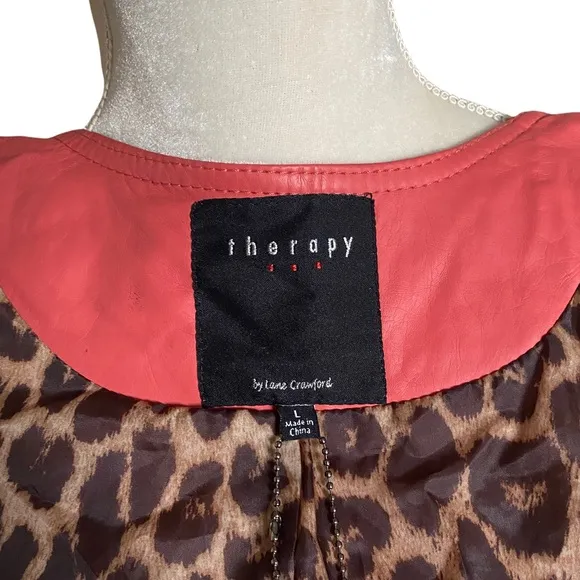 Therapy USA Coral Vegan Leather Jacket sz L‎