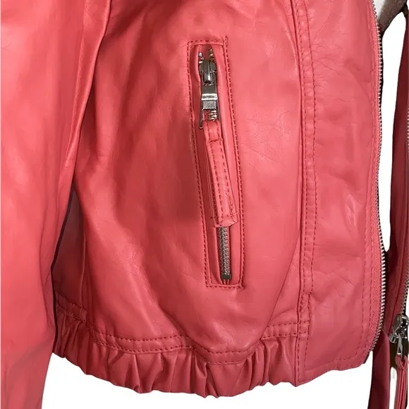 Therapy USA Coral Vegan Leather Jacket sz L‎