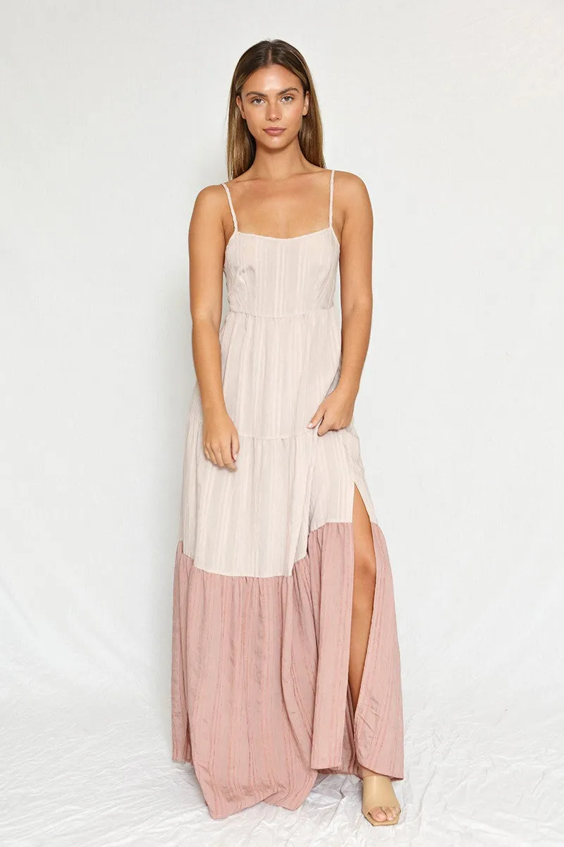 Tie Back Striped Color Block Dress