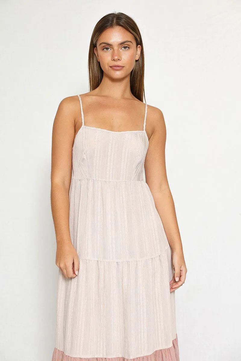 Tie Back Striped Color Block Dress