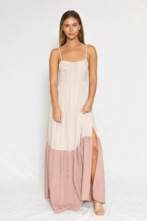 Tie Back Striped Color Block Dress