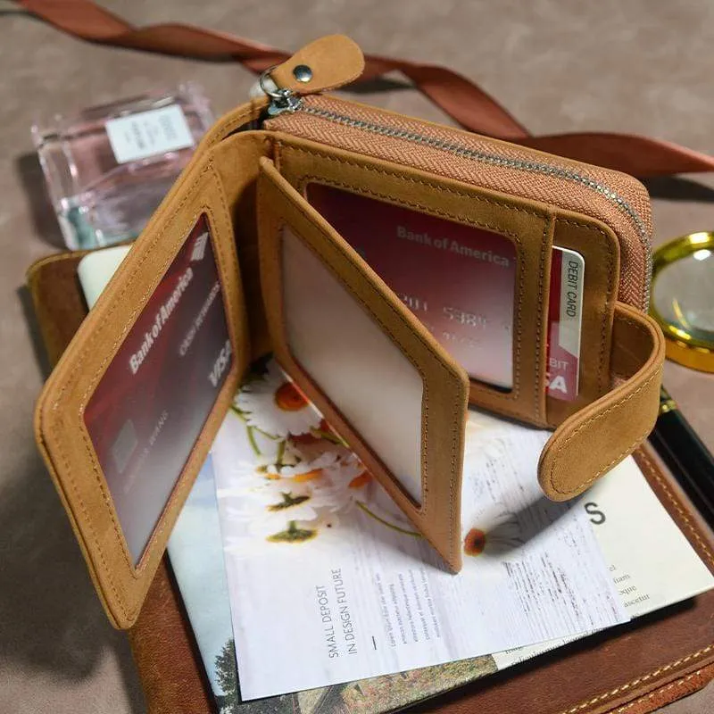 To My Granddaughter- Genuine Premium Leather Zipper Card Wallet