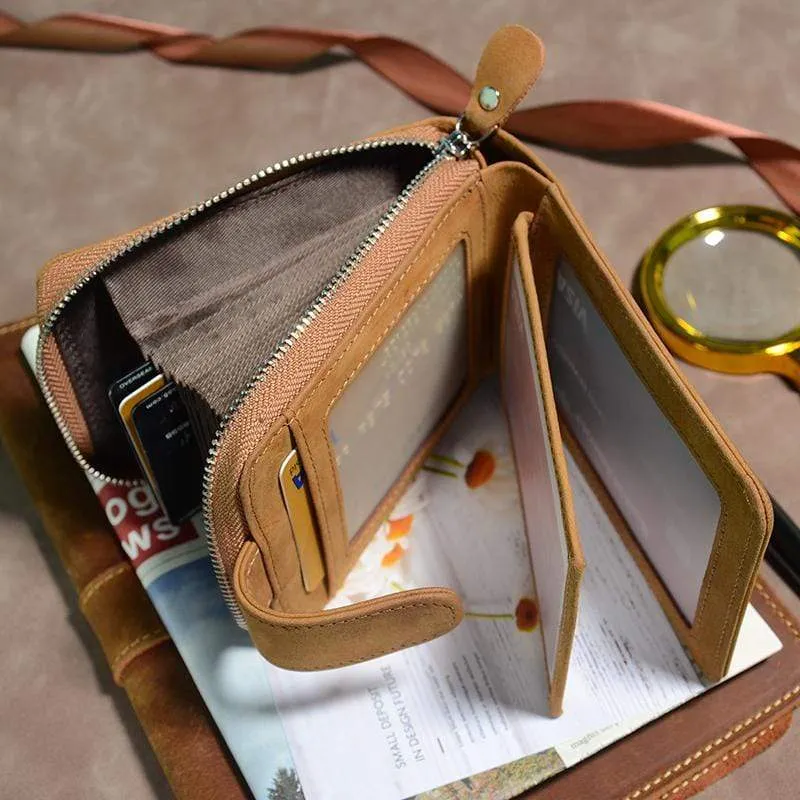 To My Granddaughter- Genuine Premium Leather Zipper Card Wallet