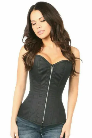 Top Drawer Black Cotton Steel Boned Corset w/Zipper