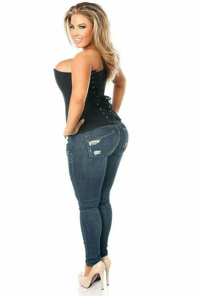 Top Drawer Black Cotton Steel Boned Corset w/Zipper