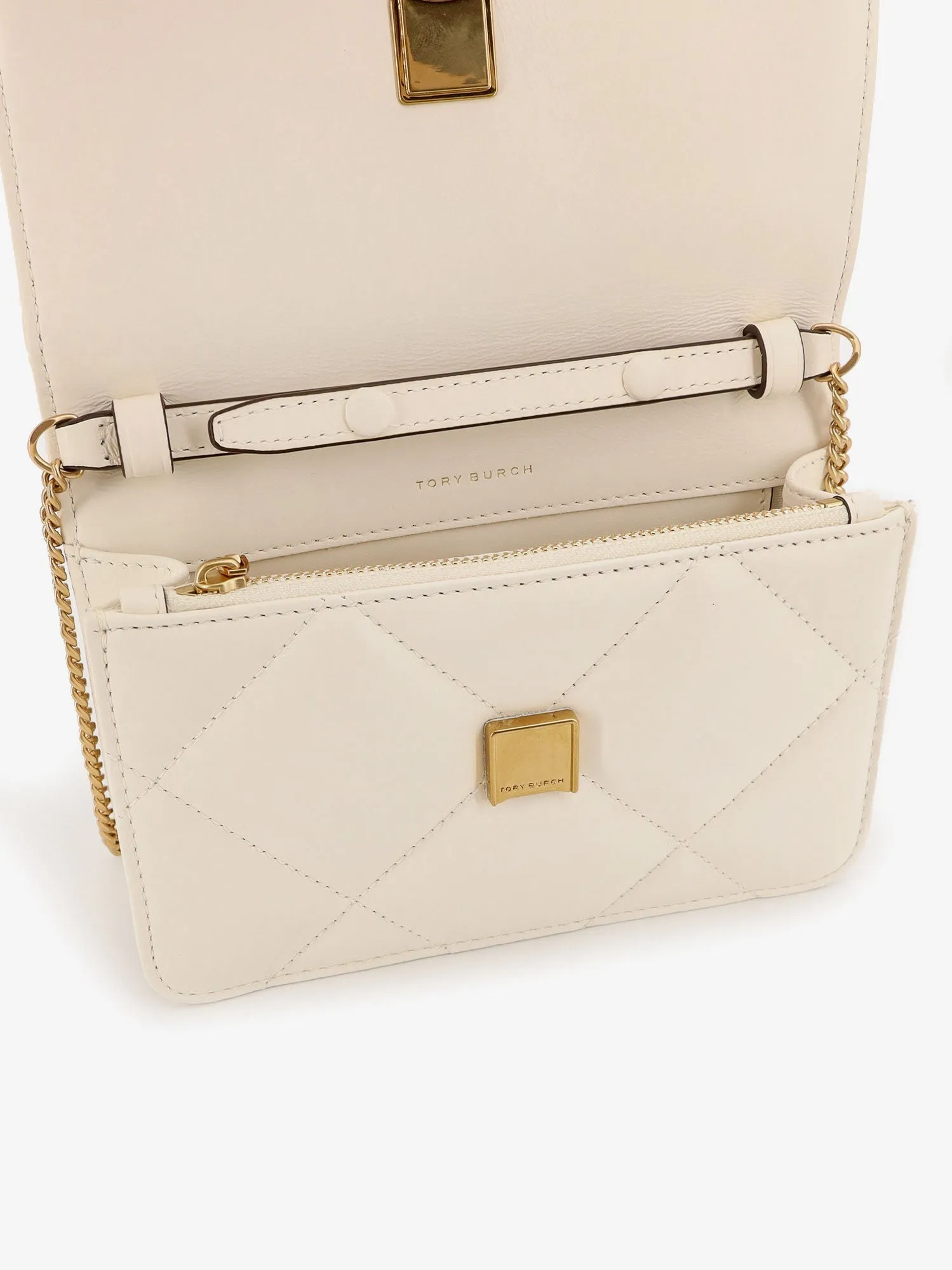 Tory Burch Kira Leather Wallet With Shoulder Strap
