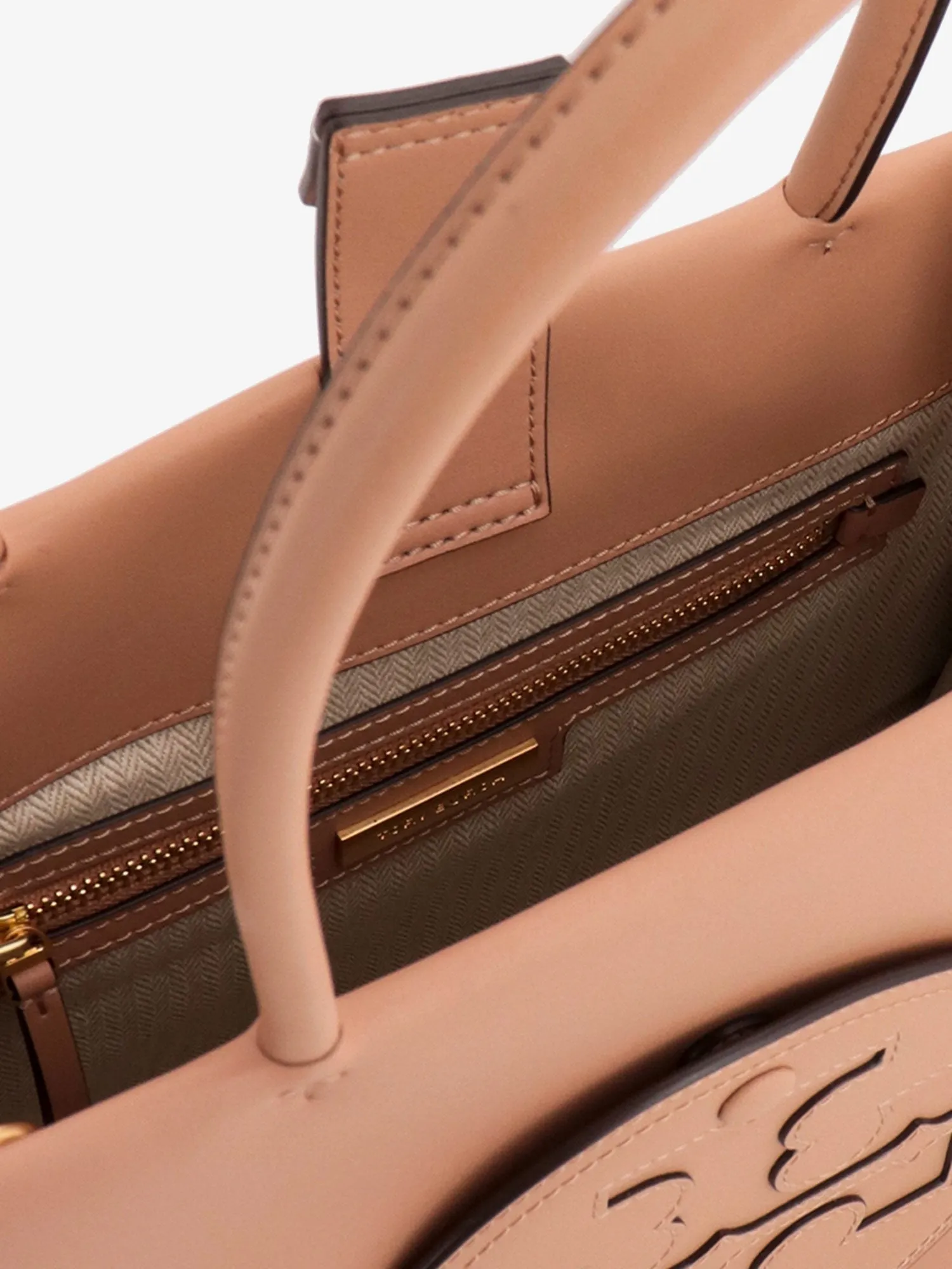Tory Burch Leather Handbag With Embossed Logo On The Front