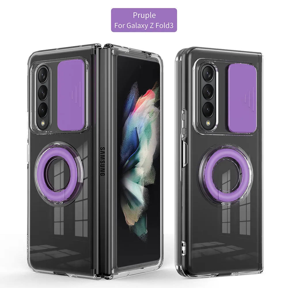 Transparent Push Pull Camera  Protector Case for SaMsung z fold3 5G Clear Case For  samsung galaxy z Fold3 5G