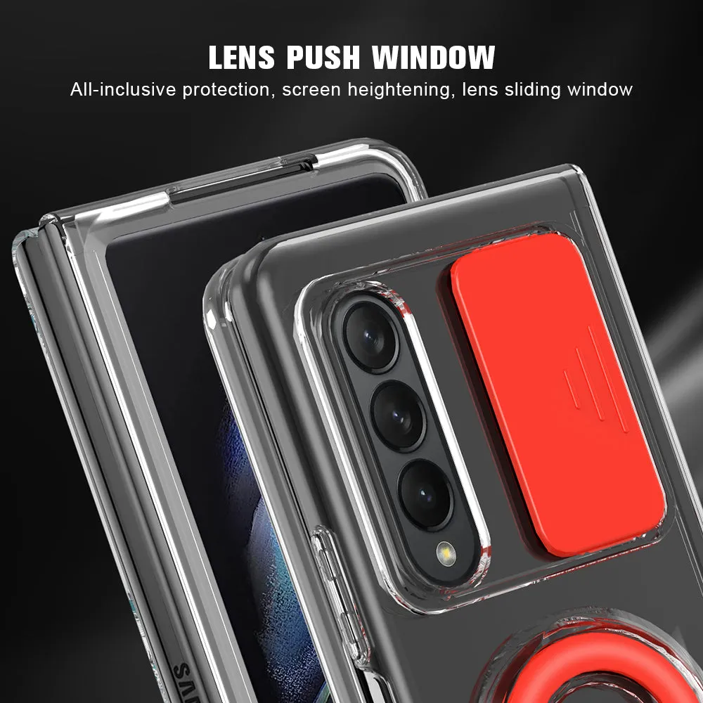 Transparent Push Pull Camera  Protector Case for SaMsung z fold3 5G Clear Case For  samsung galaxy z Fold3 5G