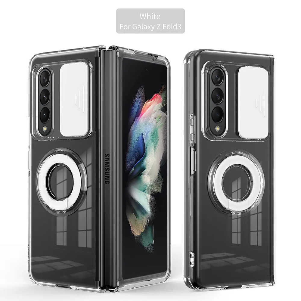 Transparent Push Pull Camera  Protector Case for SaMsung z fold3 5G Clear Case For  samsung galaxy z Fold3 5G