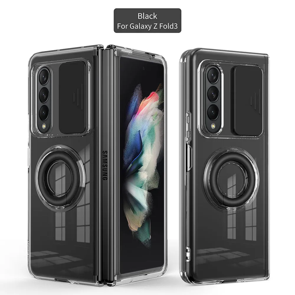 Transparent Push Pull Camera  Protector Case for SaMsung z fold3 5G Clear Case For  samsung galaxy z Fold3 5G