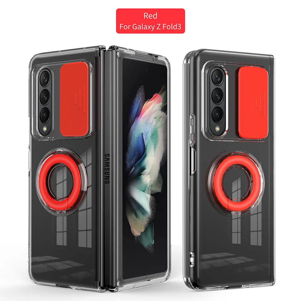 Transparent Push Pull Camera  Protector Case for SaMsung z fold3 5G Clear Case For  samsung galaxy z Fold3 5G