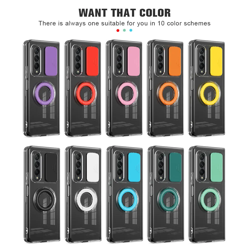 Transparent Push Pull Camera  Protector Case for SaMsung z fold3 5G Clear Case For  samsung galaxy z Fold3 5G