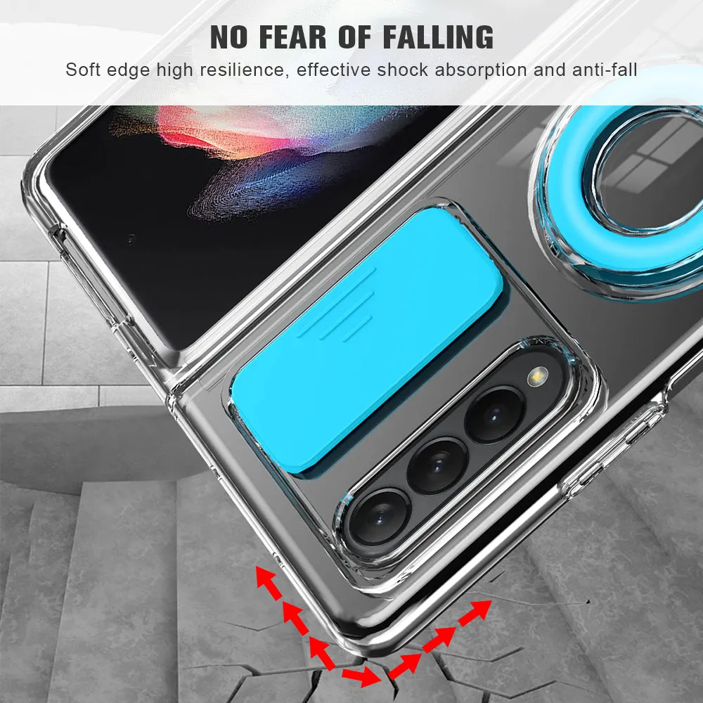 Transparent Push Pull Camera  Protector Case for SaMsung z fold3 5G Clear Case For  samsung galaxy z Fold3 5G