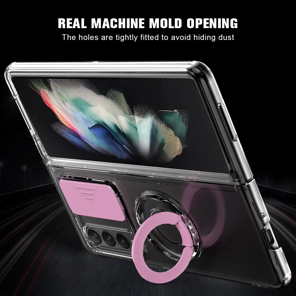 Transparent Push Pull Camera  Protector Case for SaMsung z fold3 5G Clear Case For  samsung galaxy z Fold3 5G