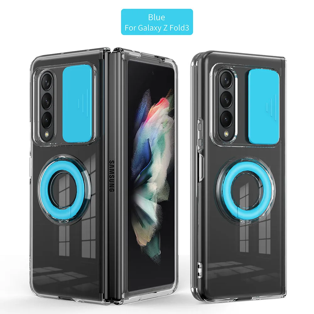 Transparent Push Pull Camera  Protector Case for SaMsung z fold3 5G Clear Case For  samsung galaxy z Fold3 5G