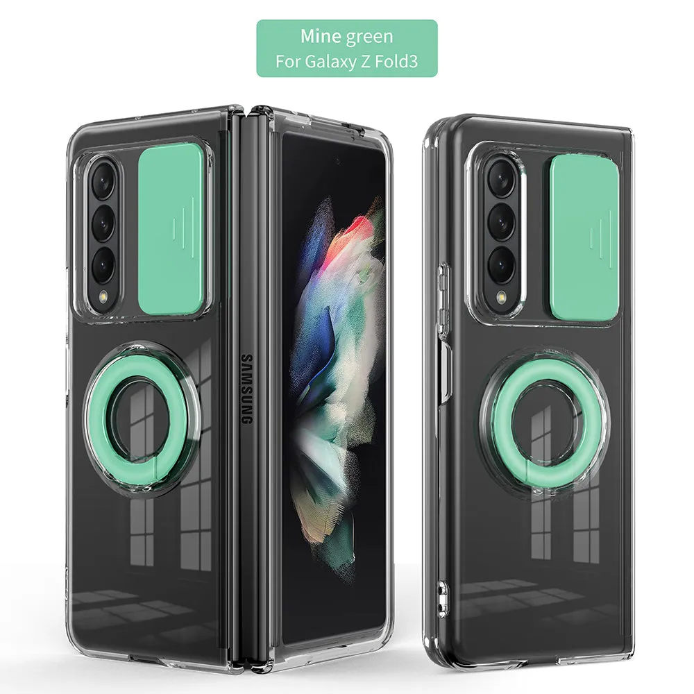 Transparent Push Pull Camera  Protector Case for SaMsung z fold3 5G Clear Case For  samsung galaxy z Fold3 5G