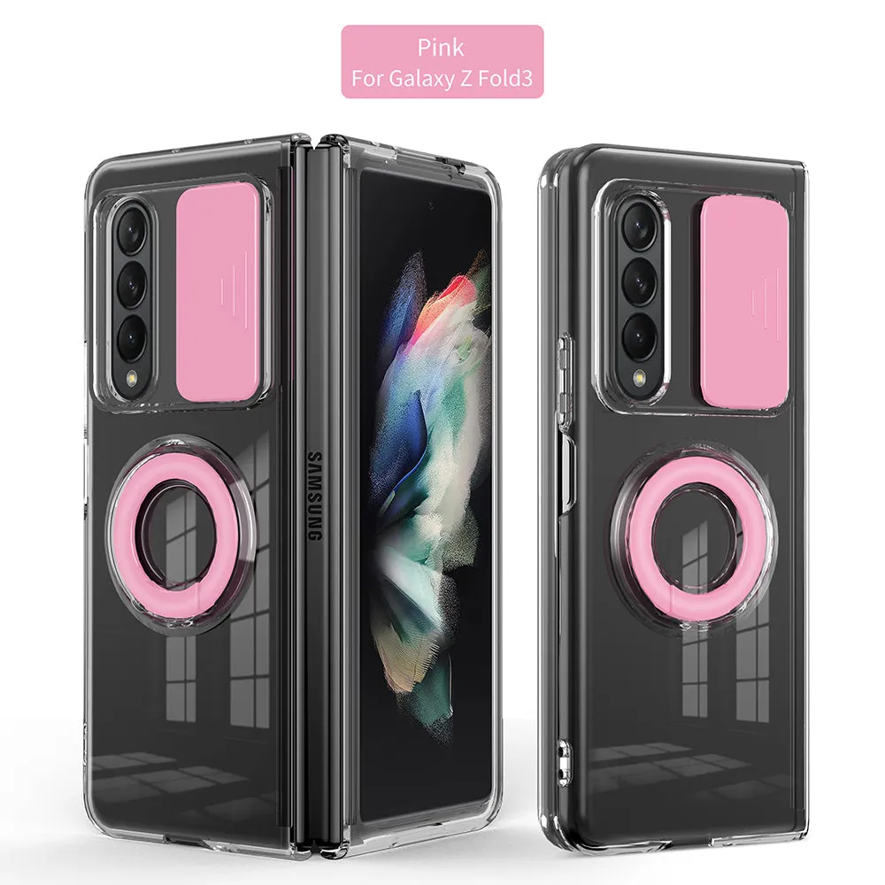 Transparent Push Pull Camera  Protector Case for SaMsung z fold3 5G Clear Case For  samsung galaxy z Fold3 5G