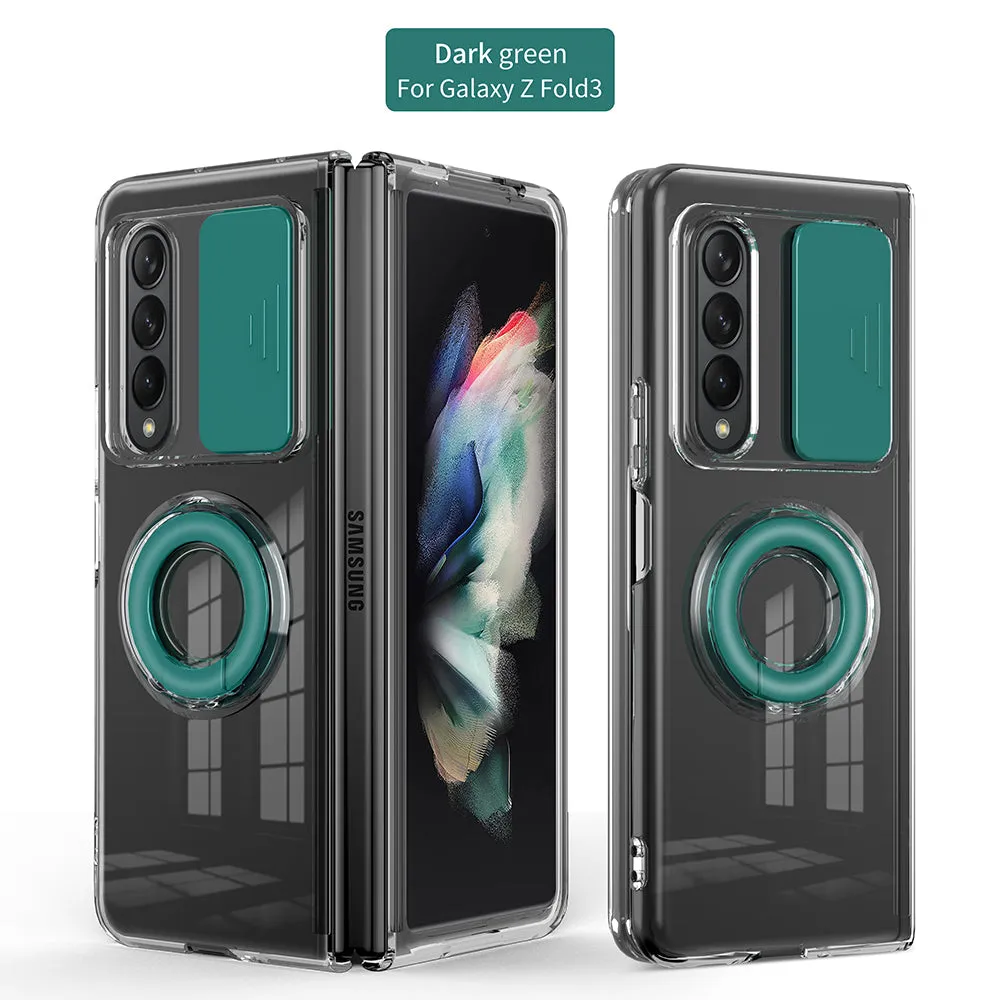 Transparent Push Pull Camera  Protector Case for SaMsung z fold3 5G Clear Case For  samsung galaxy z Fold3 5G