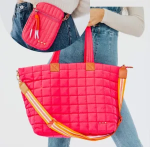 Travel Bag & Purse Set- Hot Pink