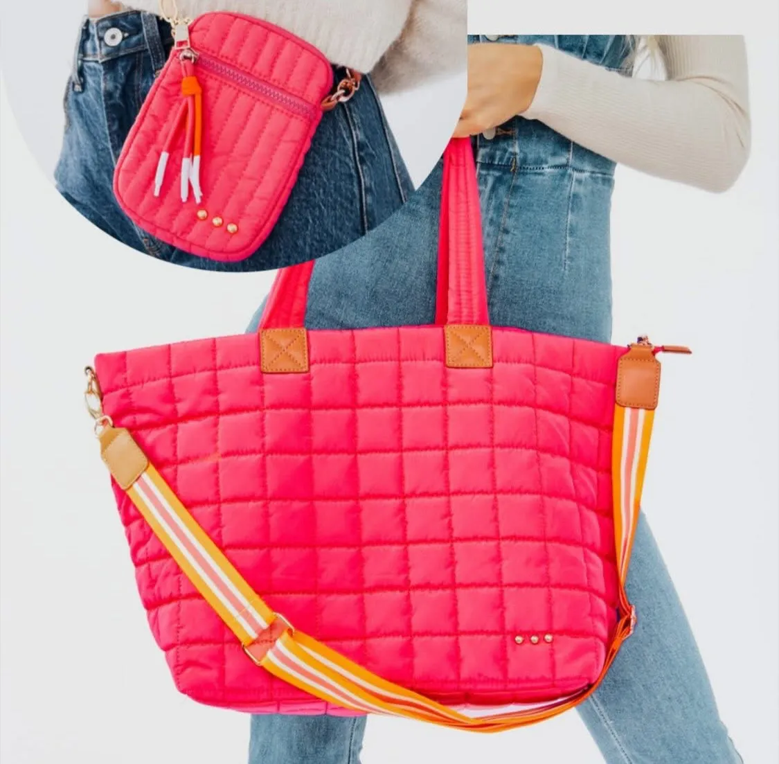 Travel Bag & Purse Set- Hot Pink