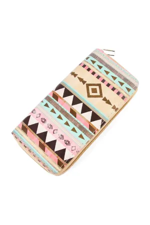 Triangle Print Zipper Wallet