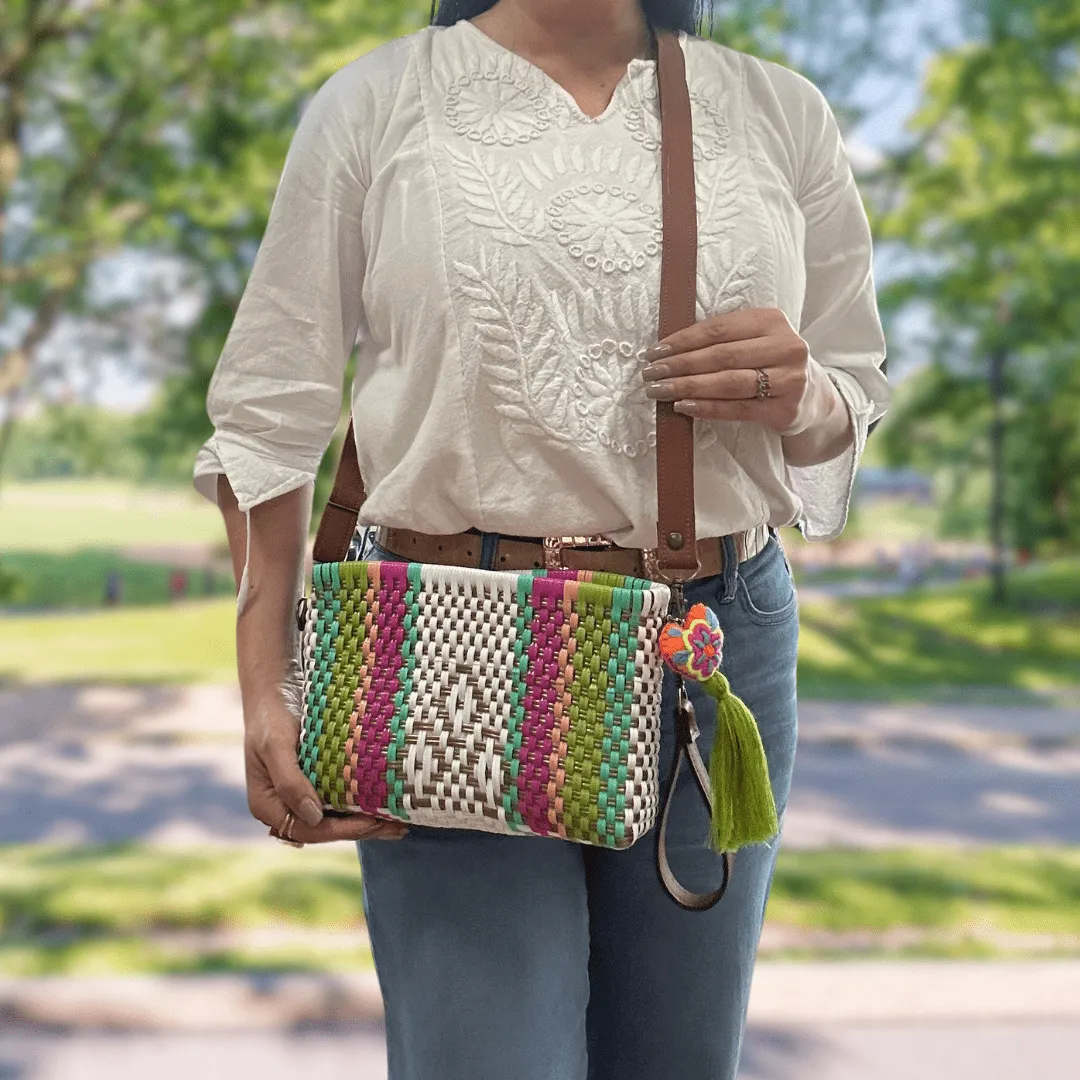 Upcycled Handwoven Crossbody Convertible -  Purple Rain