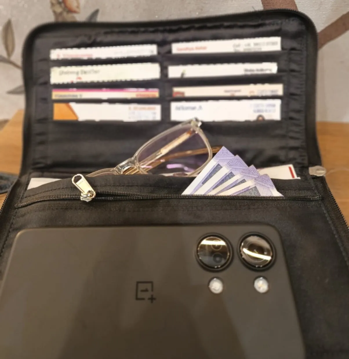 Utility Wallets Black Colour with Multi Colour Prints