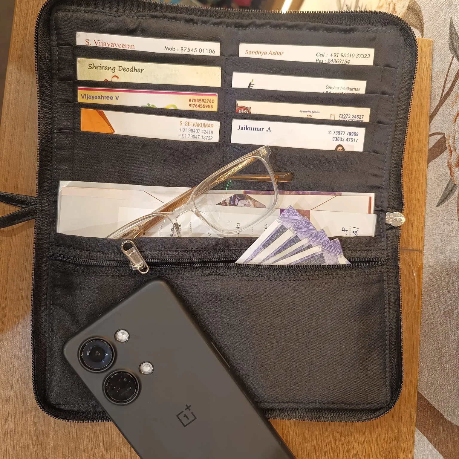 Utility Wallets Black Colour with Multi Colour Prints