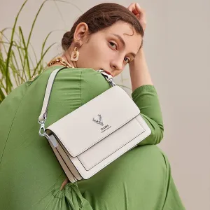 Valentina Leather Crossbody Bag Handbag - Dark Green/White - One Size