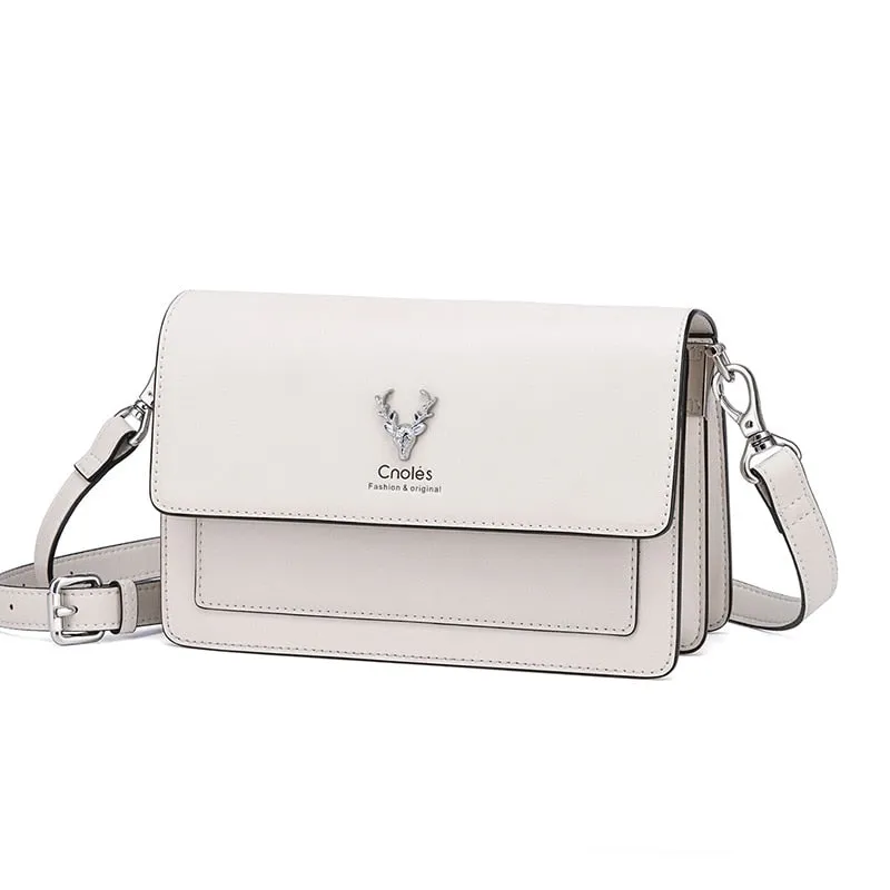 Valentina Leather Crossbody Bag Handbag - Dark Green/White - One Size