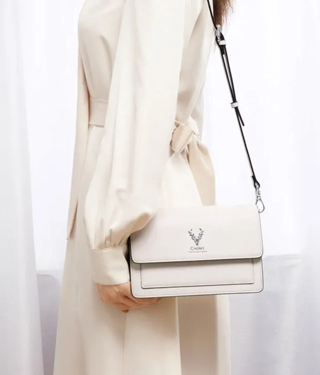 Valentina Leather Crossbody Bag Handbag - Dark Green/White - One Size