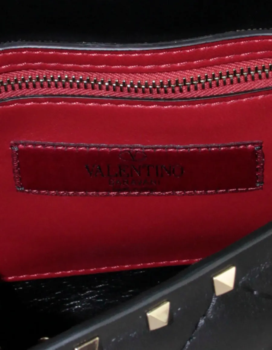 Valentino Black/Gold Lambskin Medium Rockstud Spike Shoulder Bag