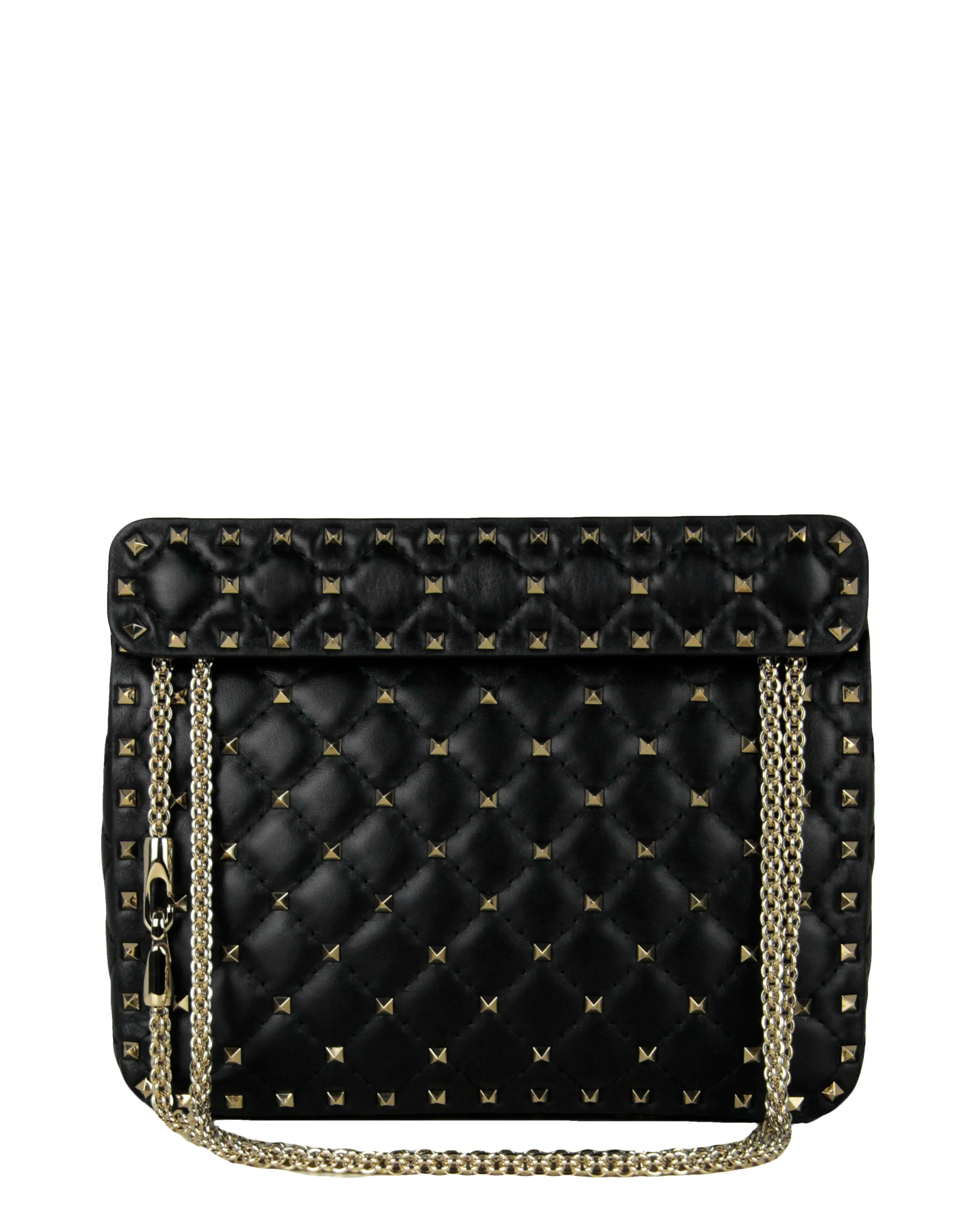 Valentino Black/Gold Lambskin Medium Rockstud Spike Shoulder Bag