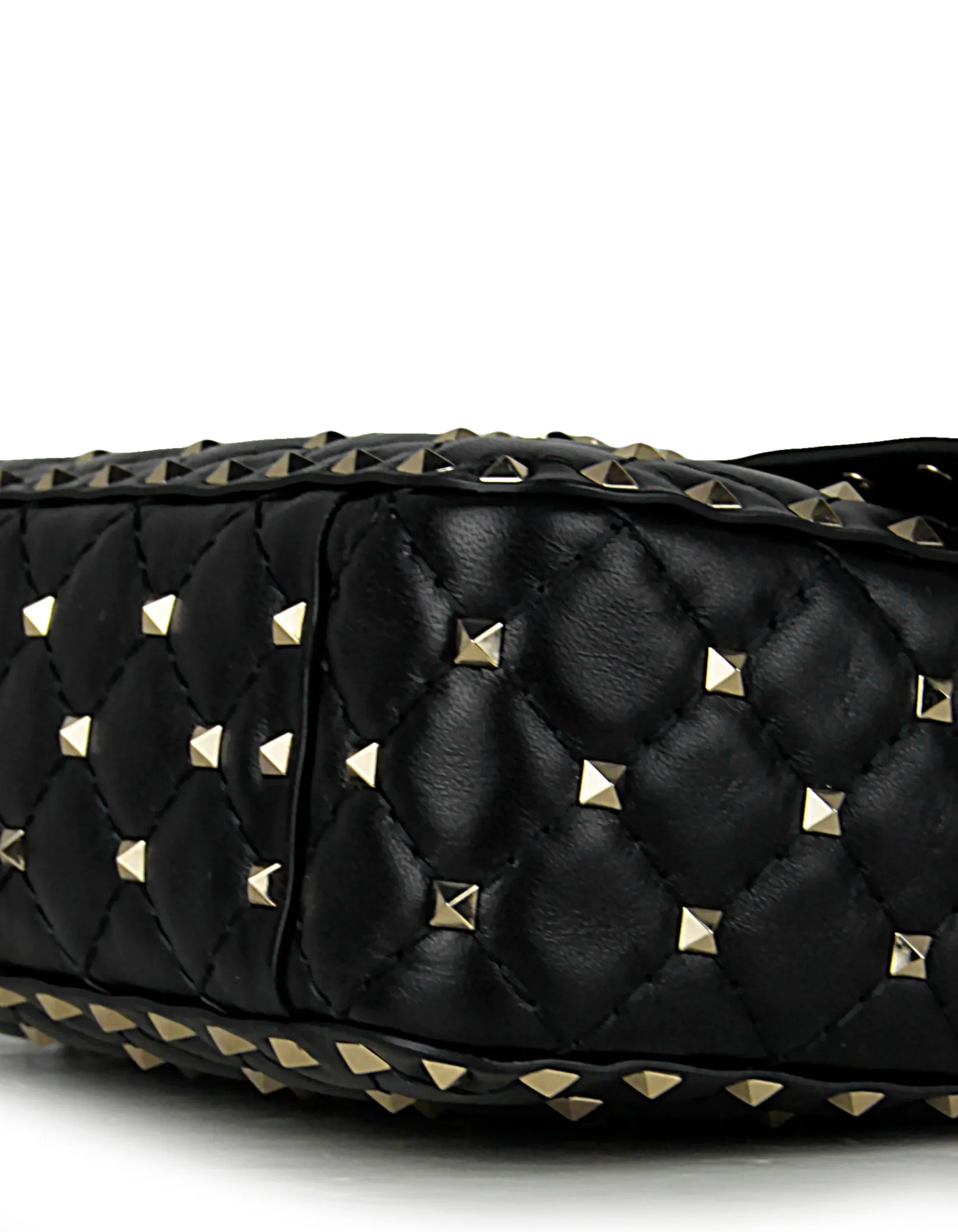 Valentino Black/Gold Lambskin Medium Rockstud Spike Shoulder Bag
