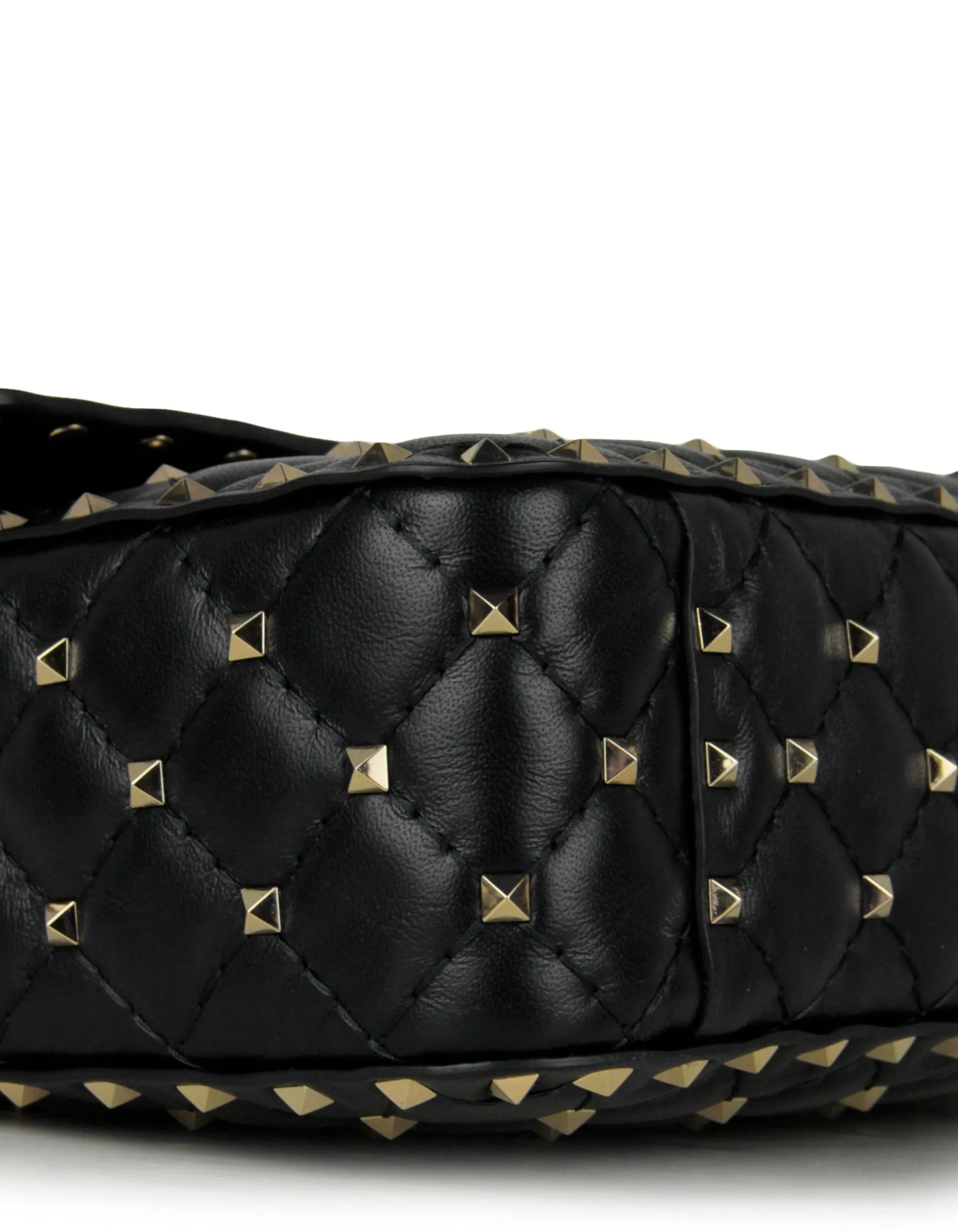 Valentino Black/Gold Lambskin Medium Rockstud Spike Shoulder Bag