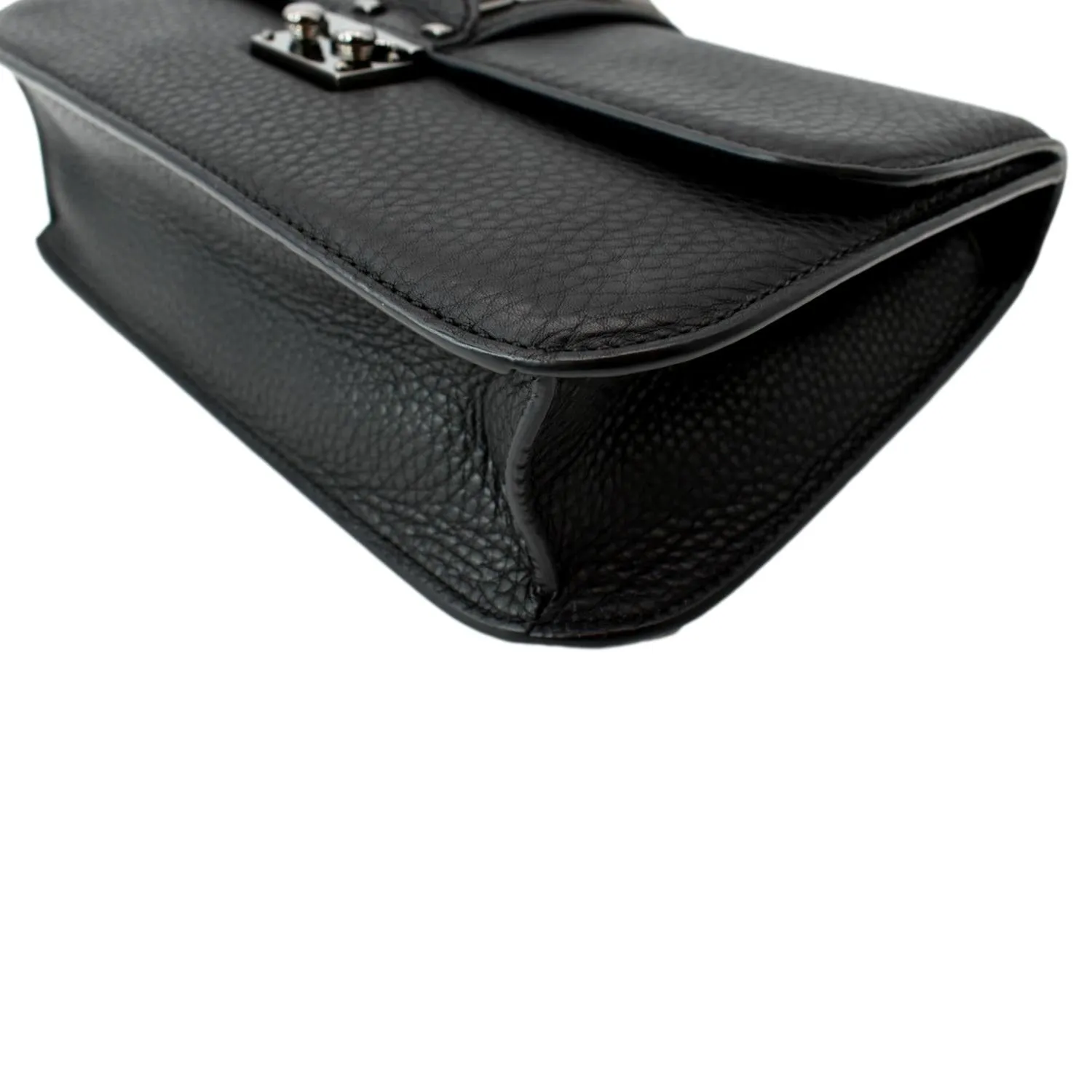 VALENTINO Glam Lock Rockstud Flap Medium Calfskin Leather Crossbody Bag Black