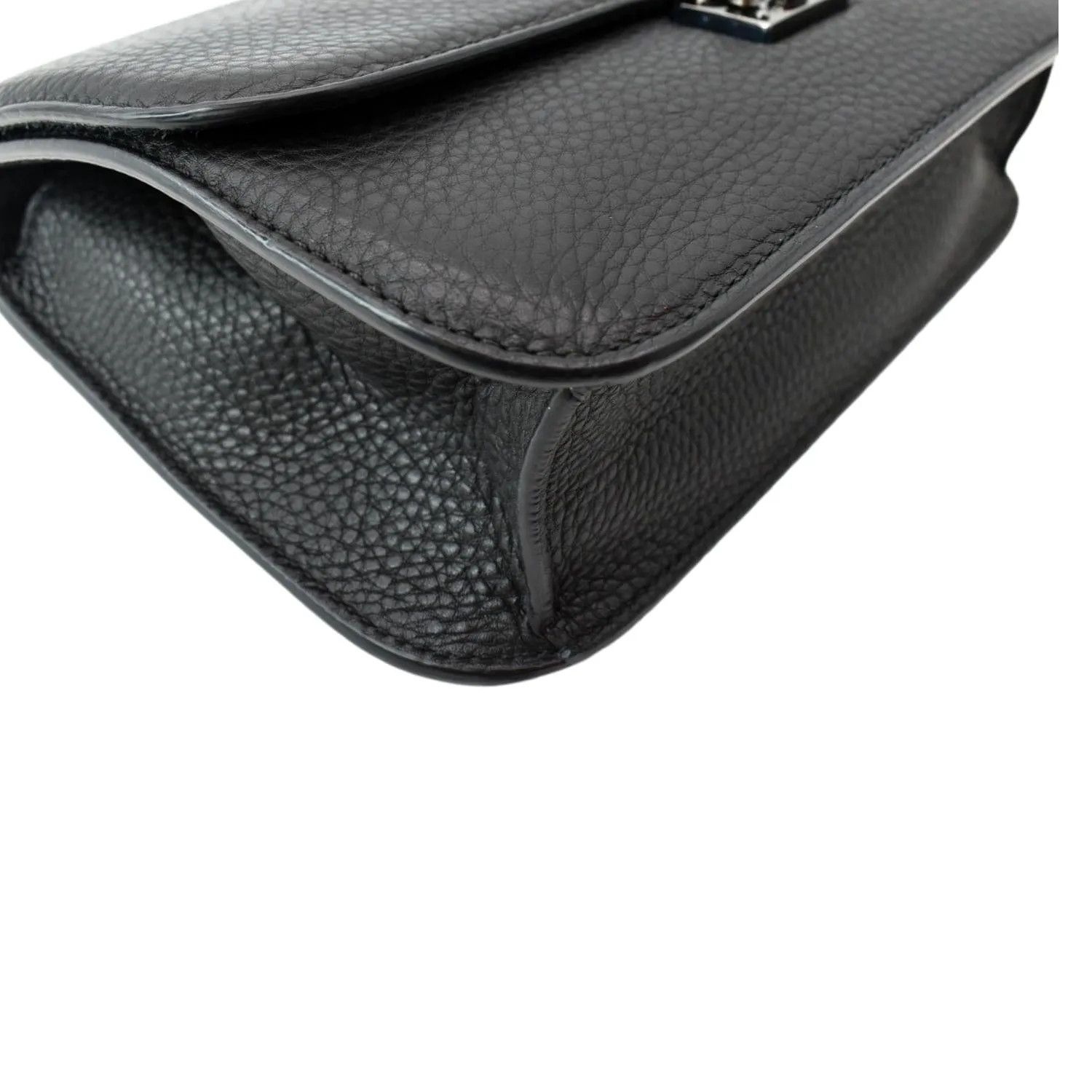 VALENTINO Glam Lock Rockstud Flap Medium Calfskin Leather Crossbody Bag Black