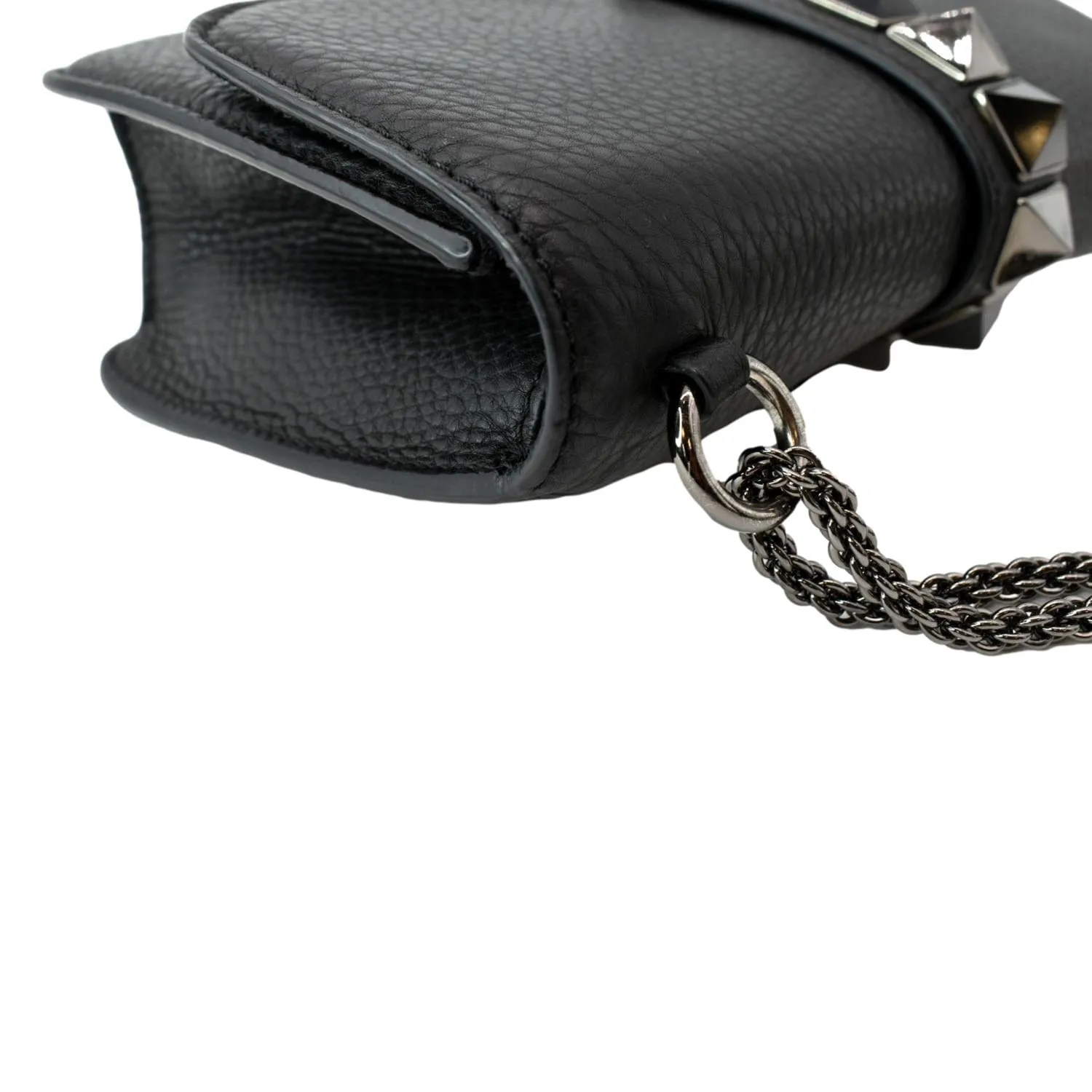 VALENTINO Glam Lock Rockstud Flap Medium Calfskin Leather Crossbody Bag Black