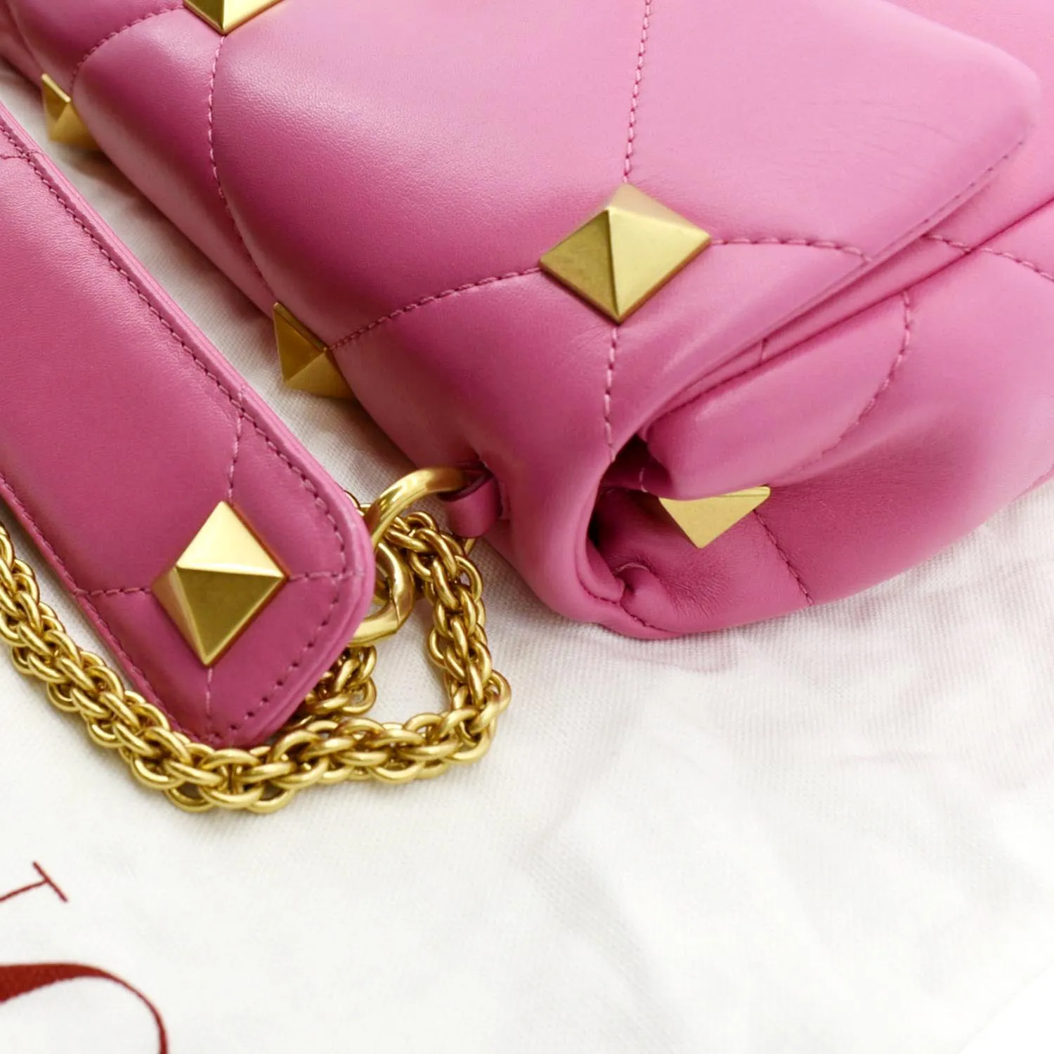 VALENTINO Medium Garavani Roman Stud Leather Crossbody Bag Pink