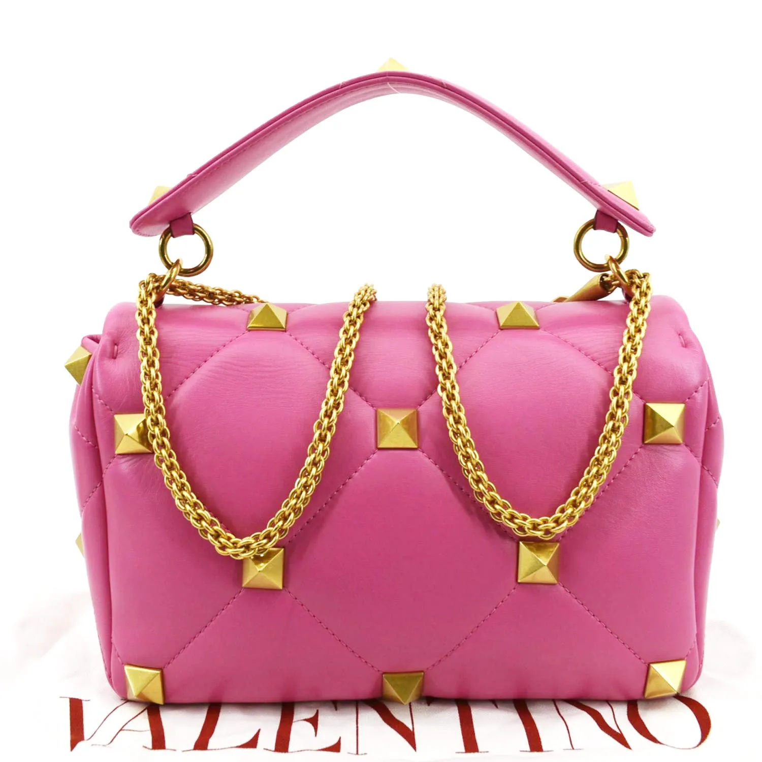 VALENTINO Medium Garavani Roman Stud Leather Crossbody Bag Pink