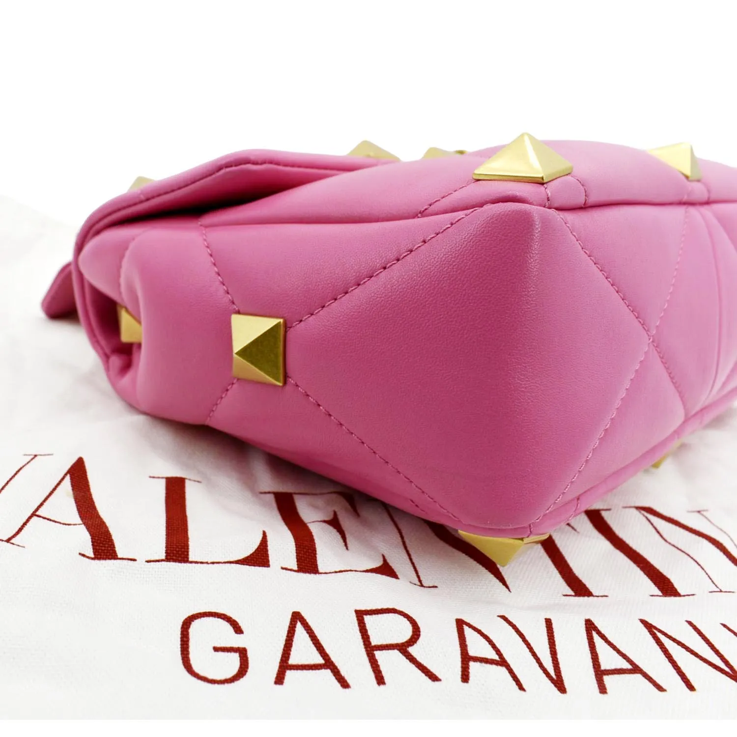 VALENTINO Medium Garavani Roman Stud Leather Crossbody Bag Pink