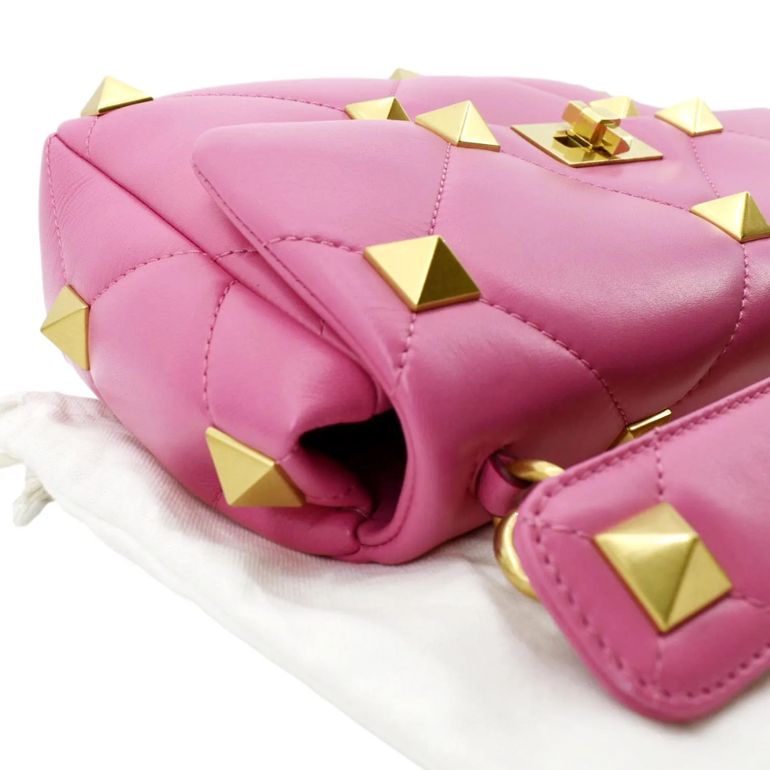 VALENTINO Medium Garavani Roman Stud Leather Crossbody Bag Pink