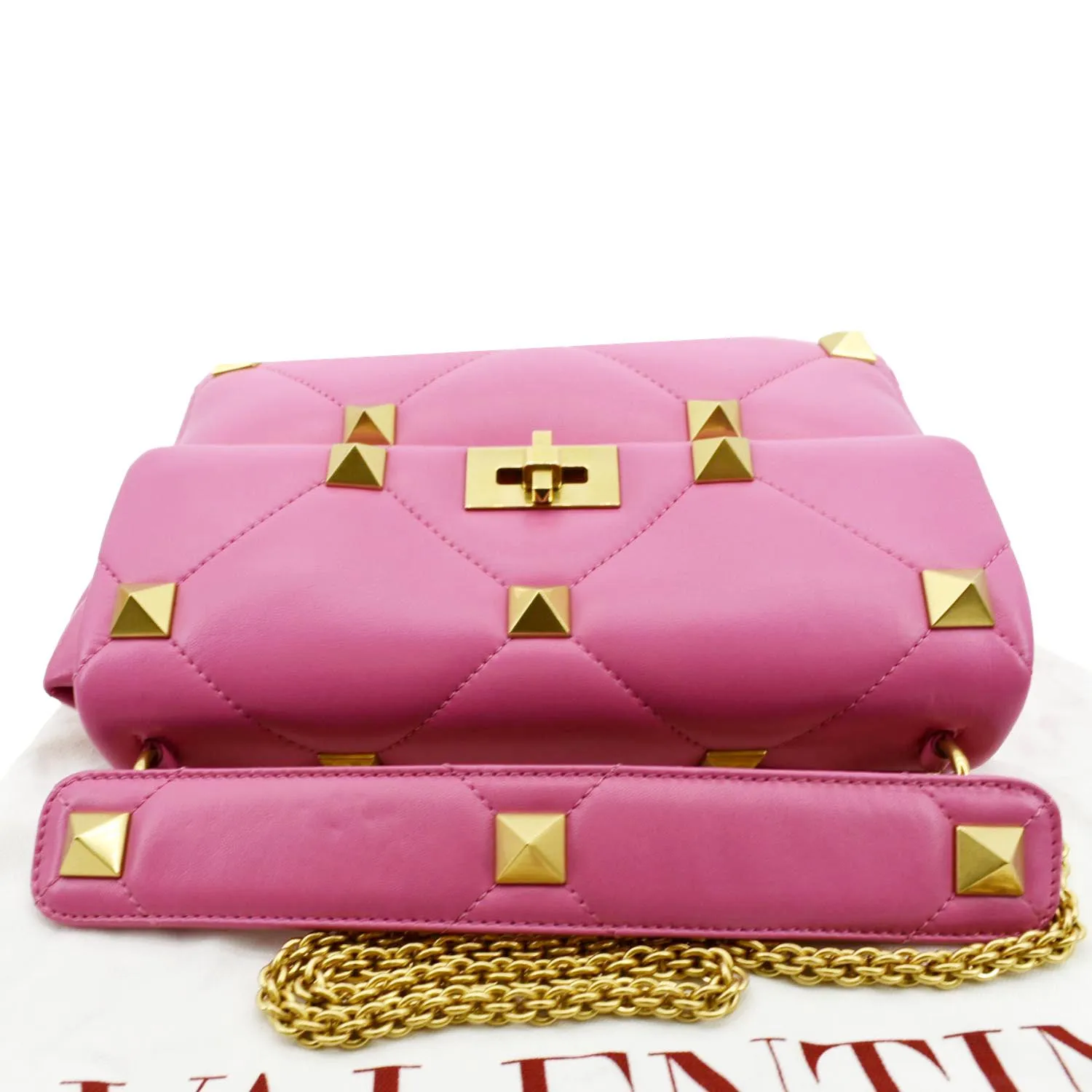VALENTINO Medium Garavani Roman Stud Leather Crossbody Bag Pink