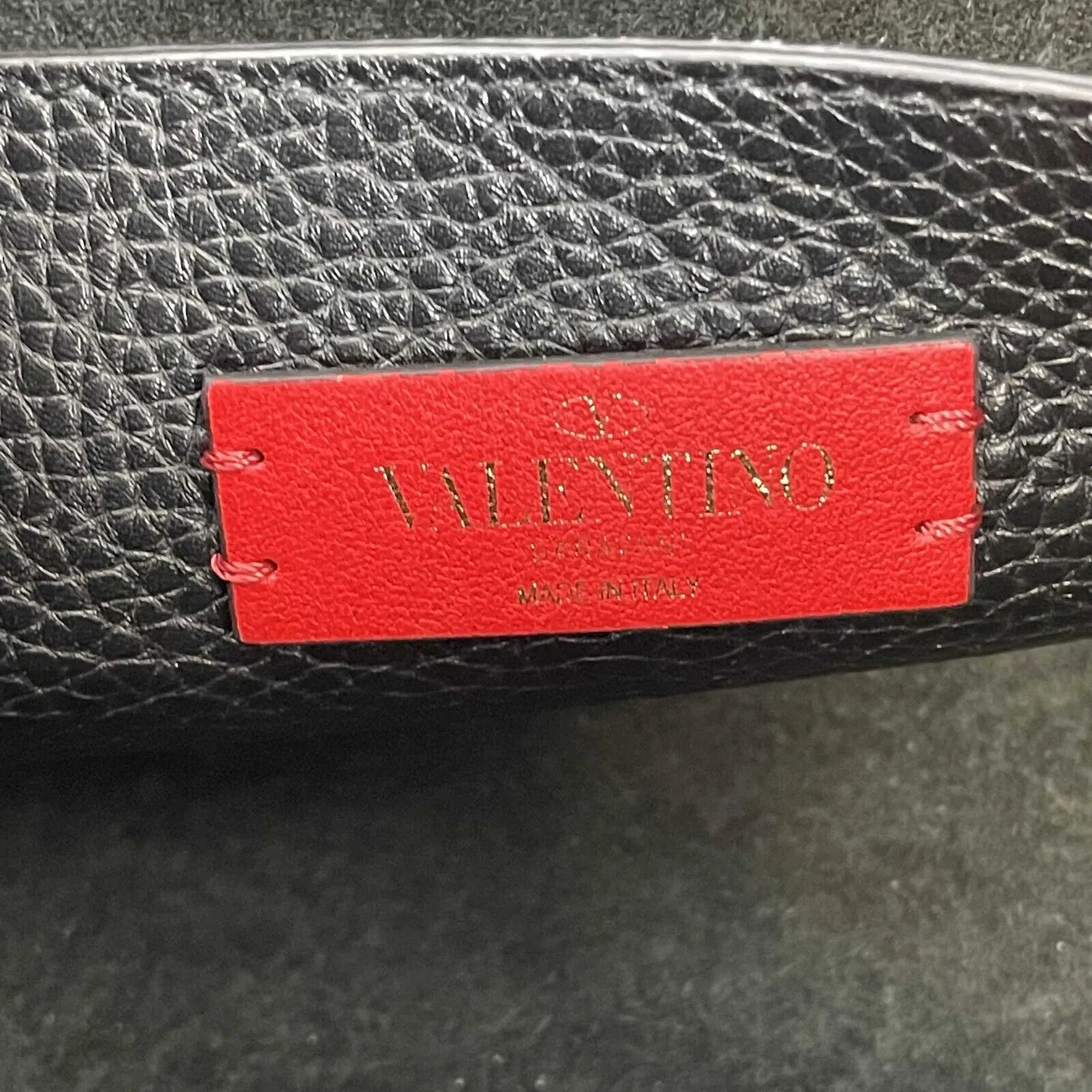 Valentino - Rockstud Drawstring Black Leather Shoulder Bag / Crossbody
