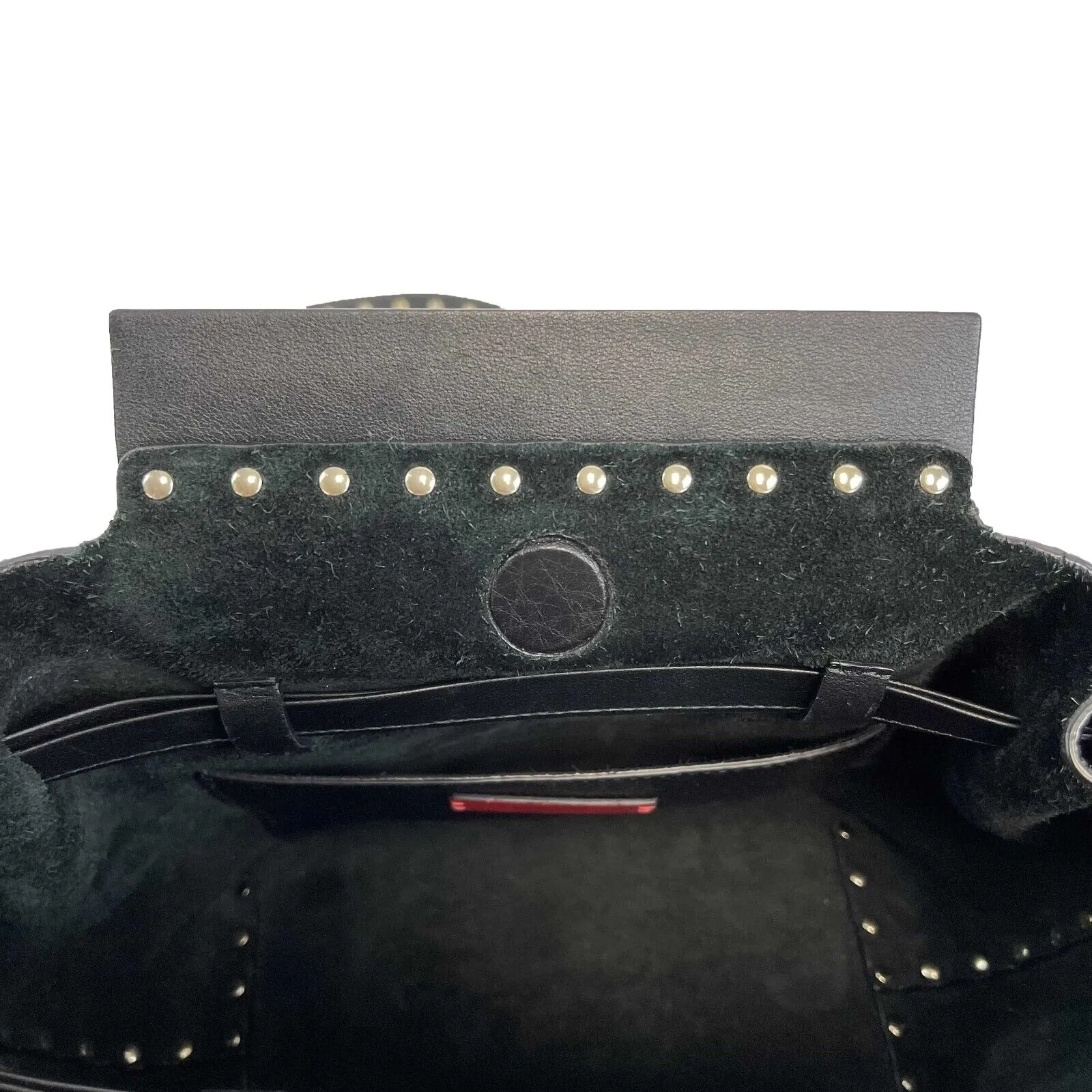 Valentino - Rockstud Drawstring Black Leather Shoulder Bag / Crossbody