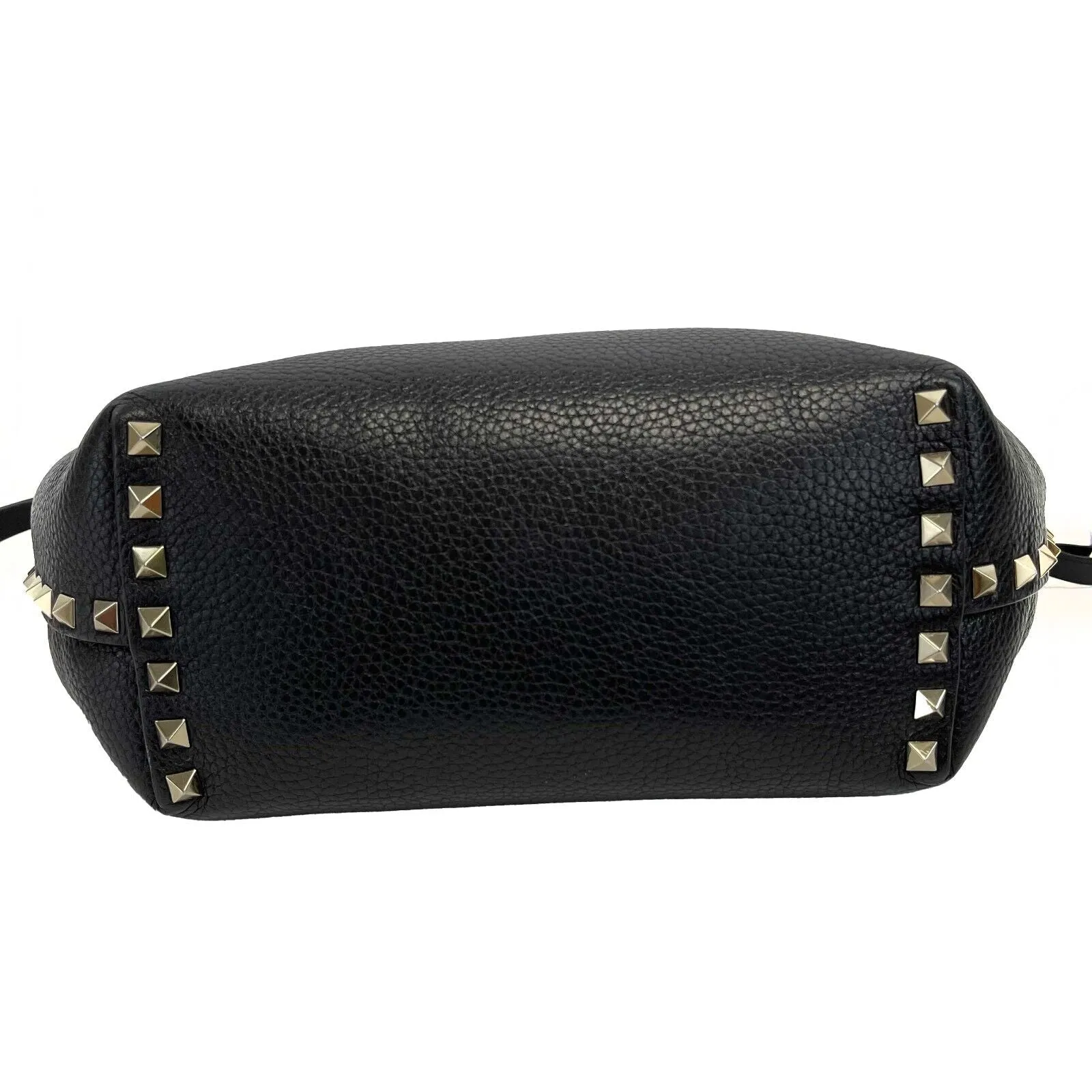 Valentino - Rockstud Drawstring Black Leather Shoulder Bag / Crossbody