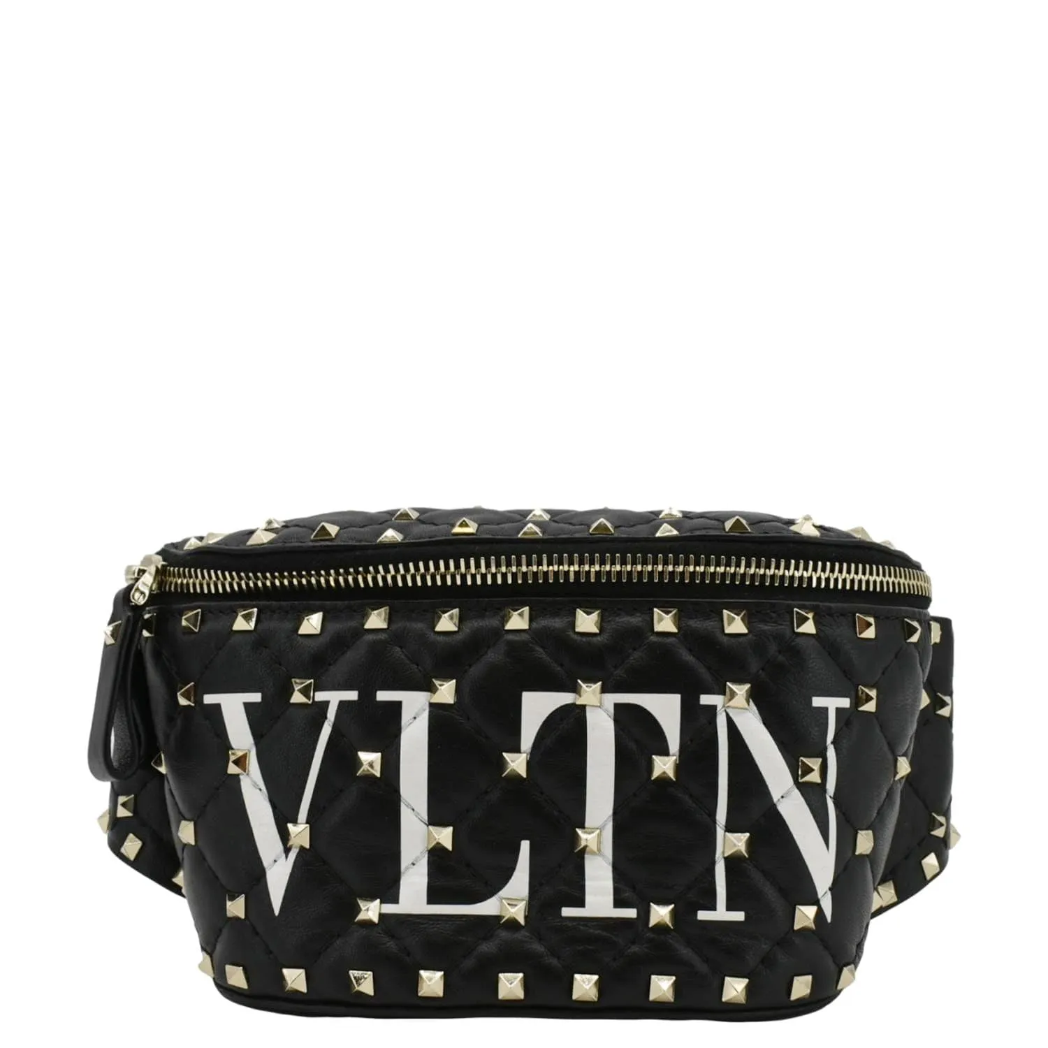 VALENTINO VLTN Rockstud Spike Quilted Leather Bum Bag Black