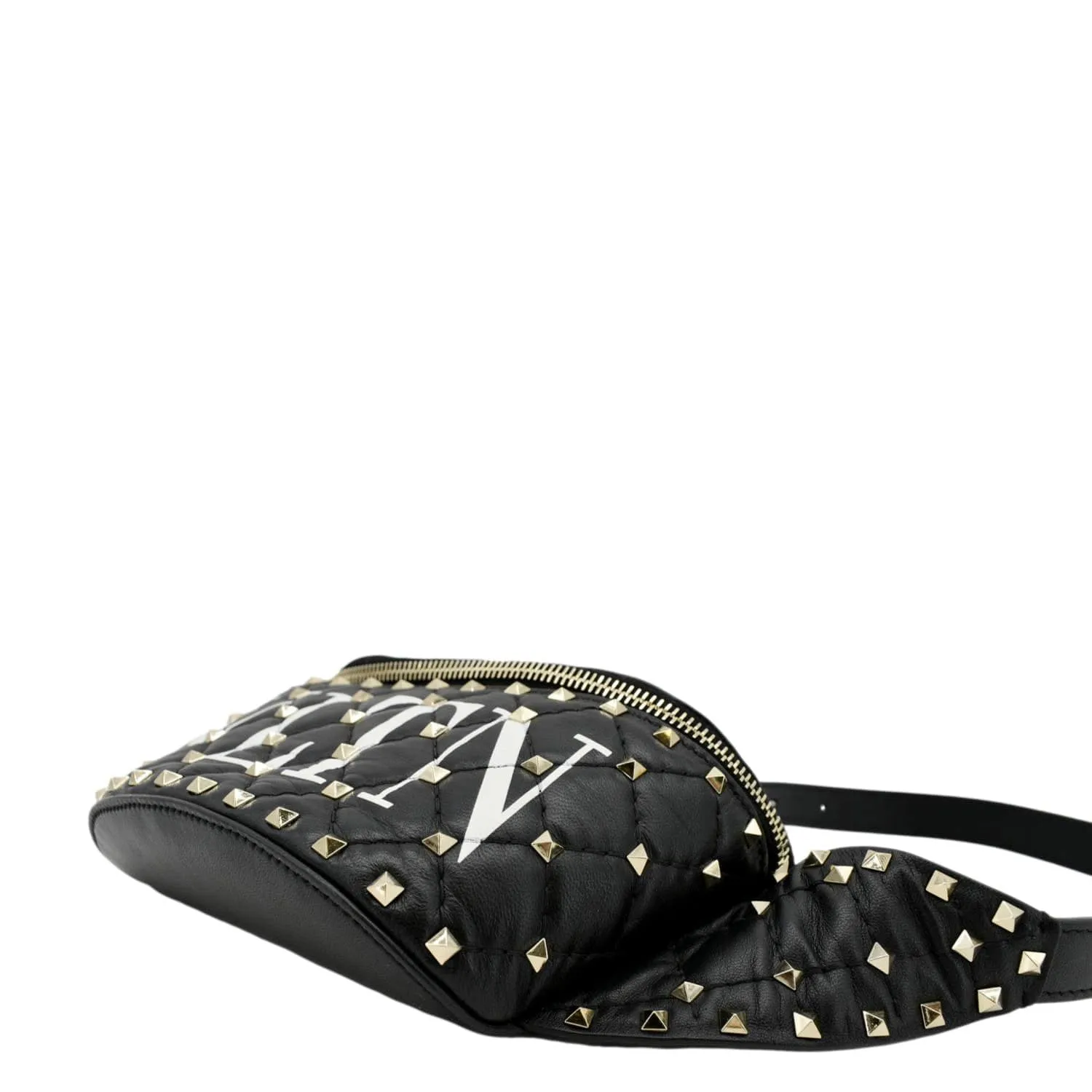 VALENTINO VLTN Rockstud Spike Quilted Leather Bum Bag Black